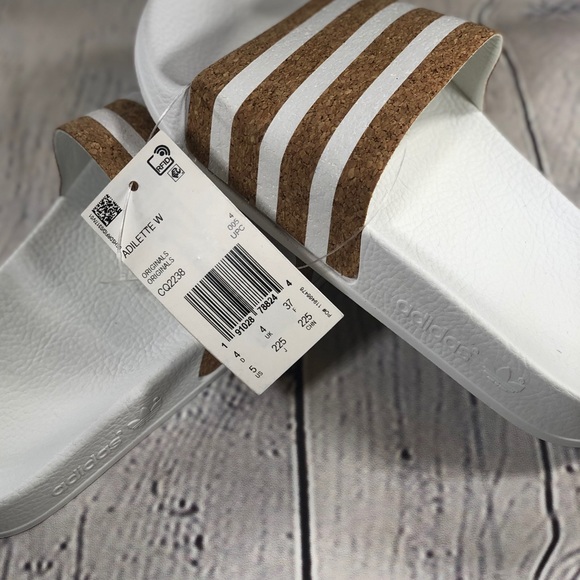 ⬇️Final Price Drop ‼️Adidas White and Cork Sandals - Picture 2 of 3